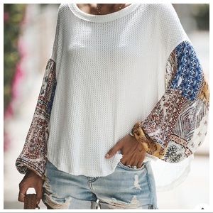 Long Sleeve top. White Boho